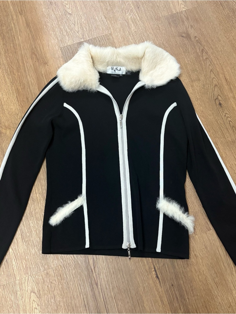 Vintage fluffy trim cardigan sweater jacket talk